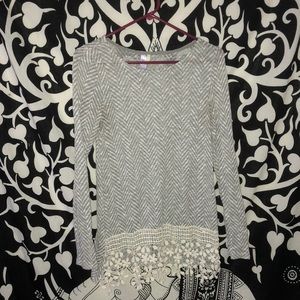 Gray and white sweater